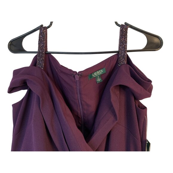 Ralph Lauren Purple Cold Shoulder Formal Gown Slit Size 10 NWT MSRP $210 9016 - Picture 4 of 12